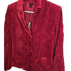 Sara Isabella Cocktail Blazer Women Small Red Crushed Velvet Cardigan